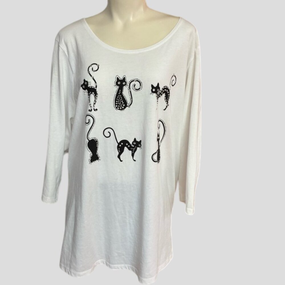 Alia Rhinestone Cat 3/4 Sleeve Top
